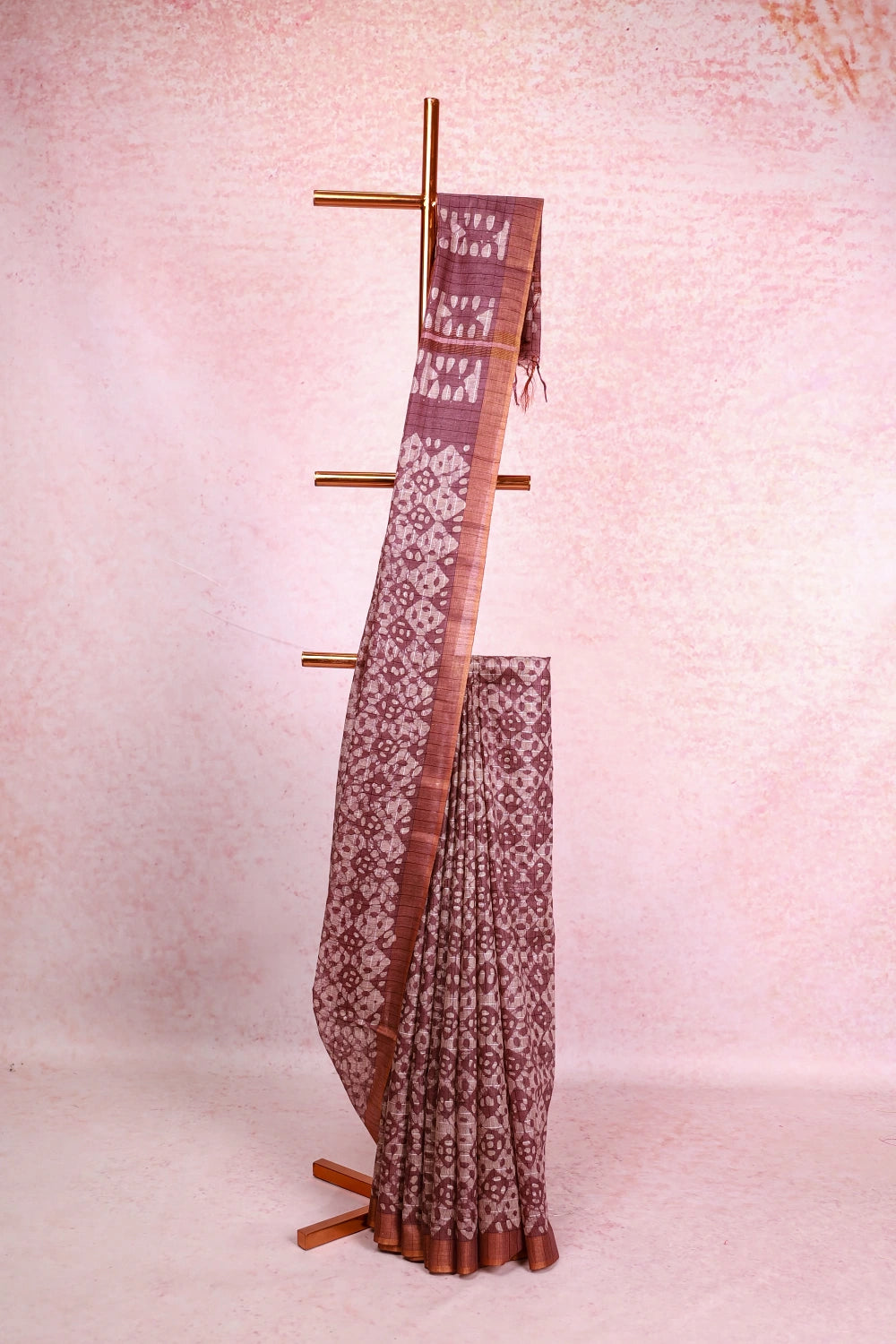 Lavender Ash Semi Tussar Saree - Seematti