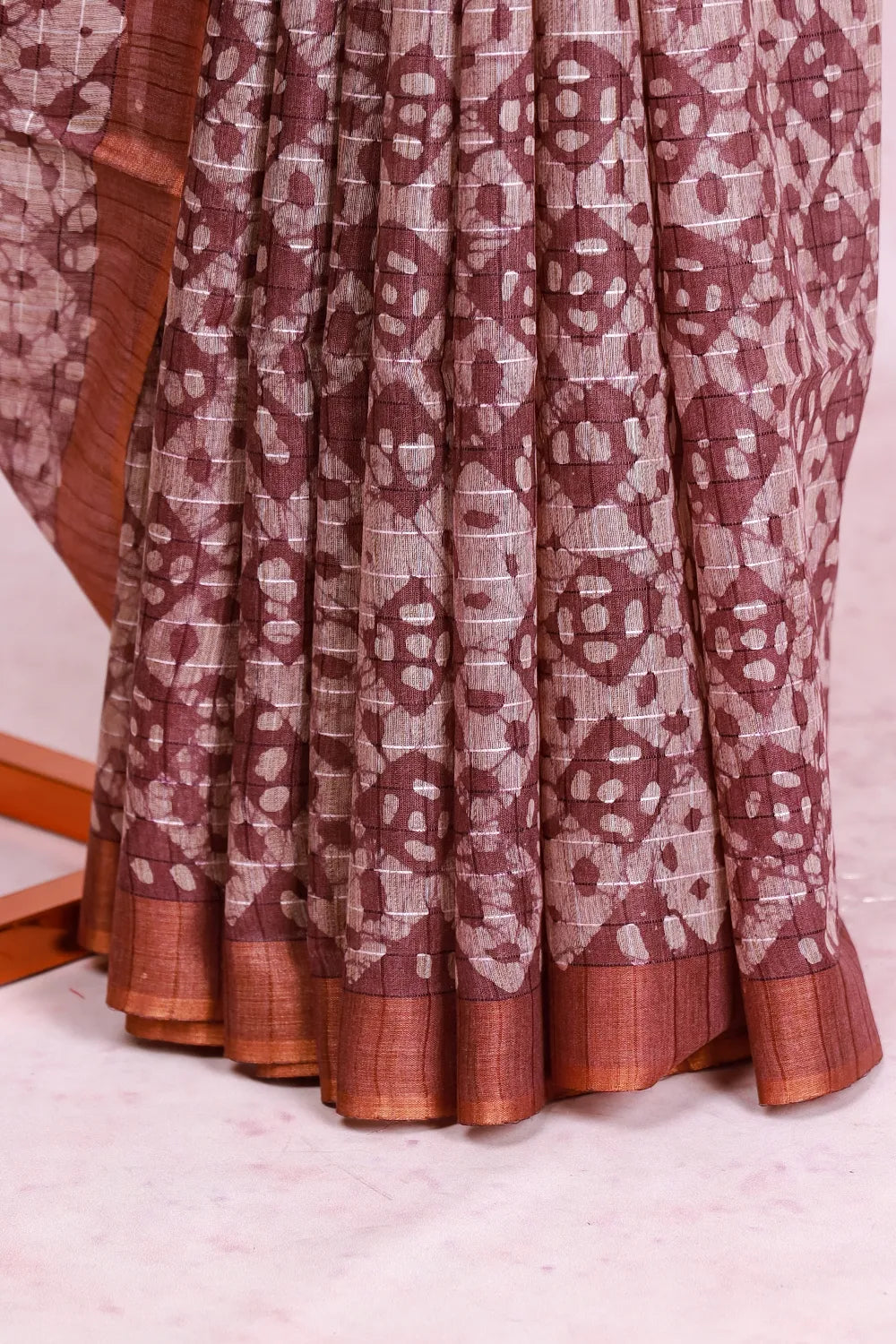 Lavender Ash Semi Tussar Saree - Seematti