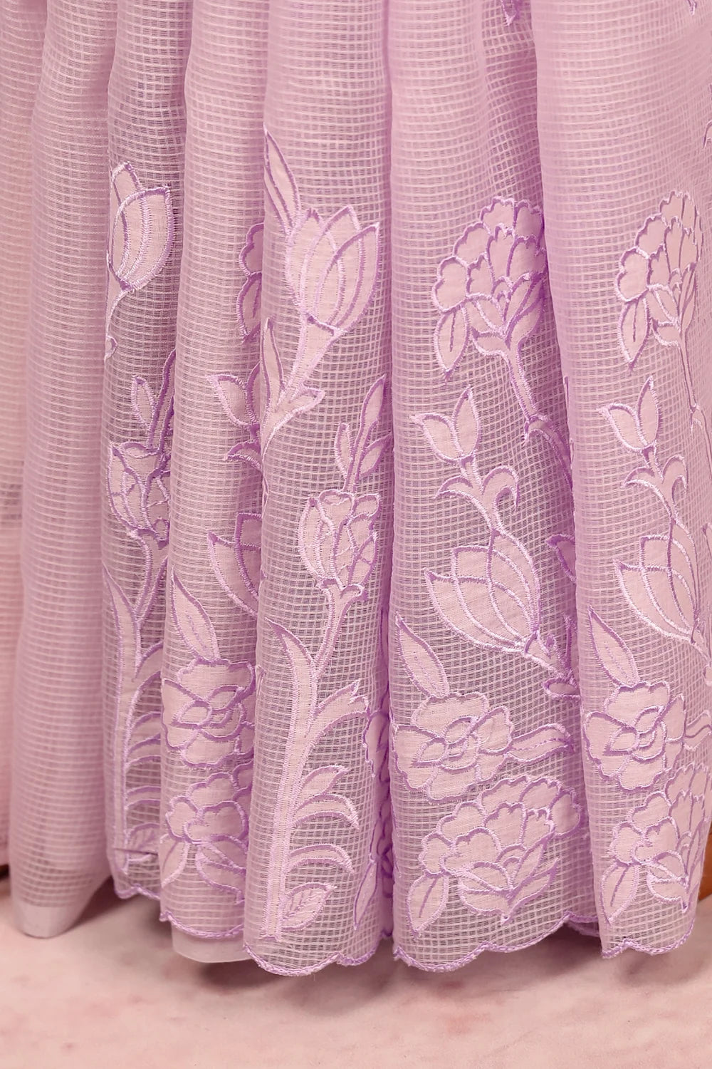 Lavender Check Kota Saree