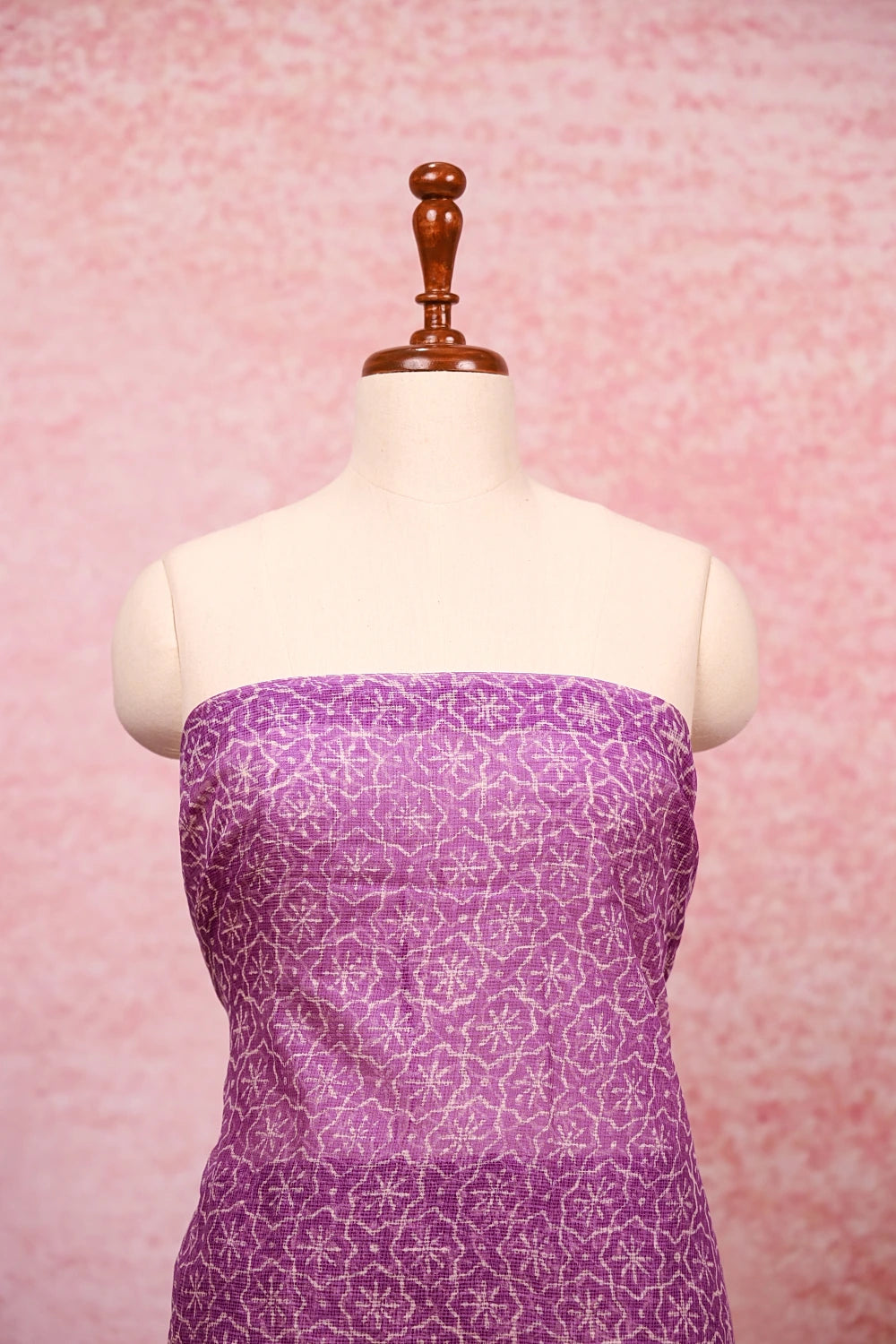 Lavender Net Kota Printed Unstitched Churidhar Material