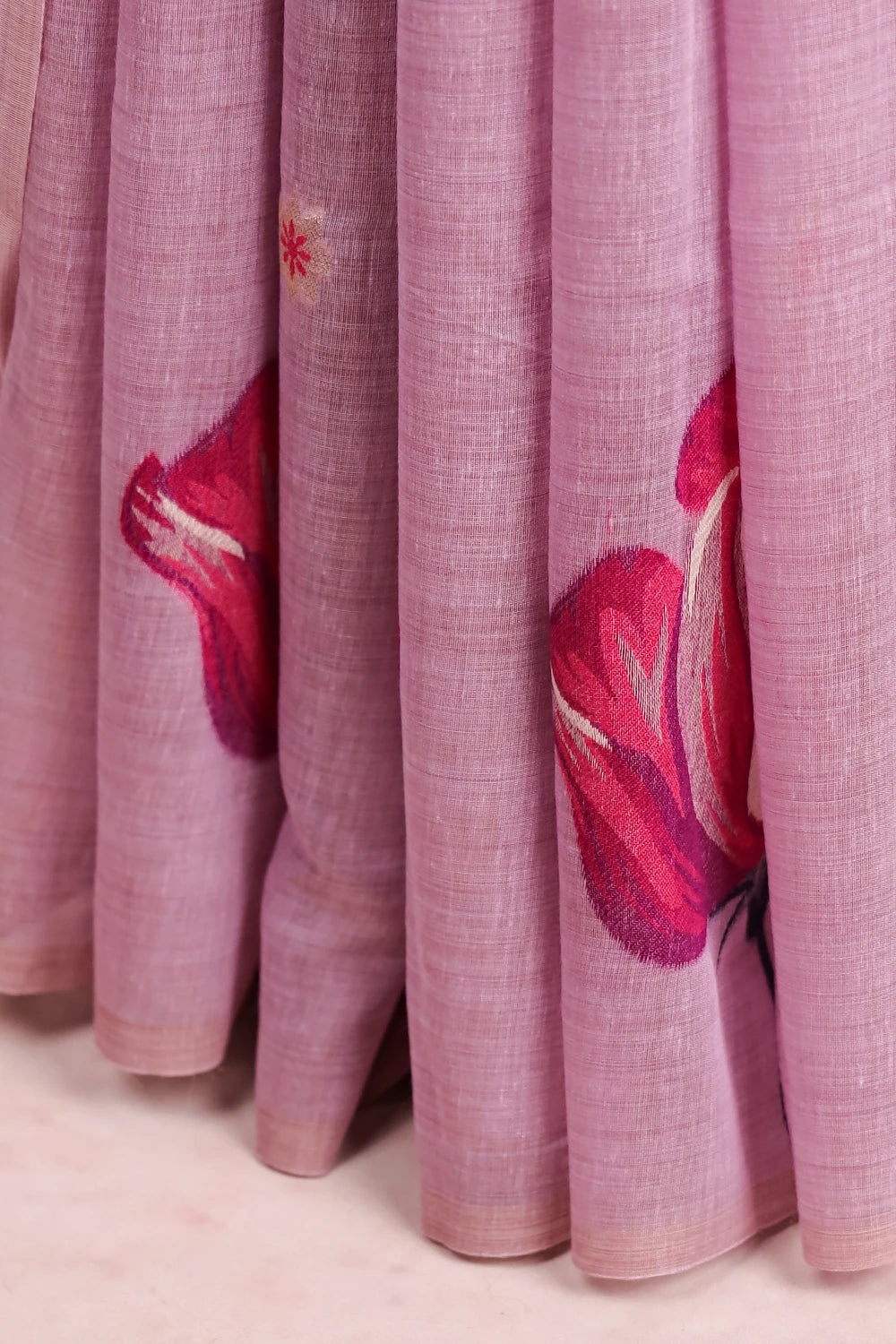 Lavender Semi Linen Saree