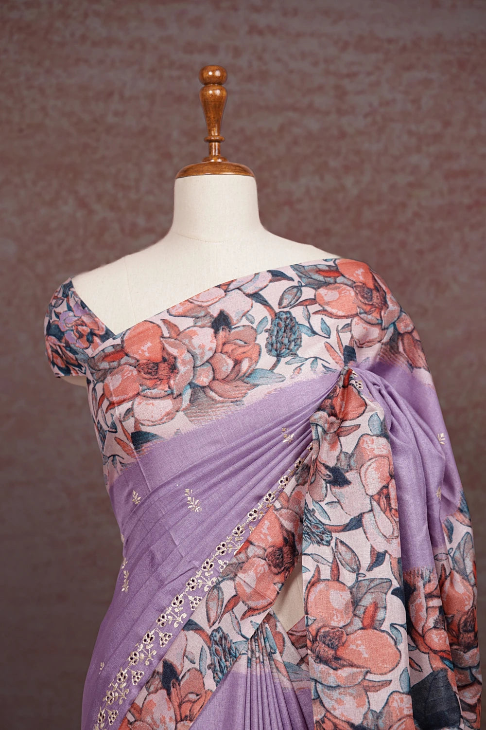 Lavender Semi Tussar Saree - Seematti