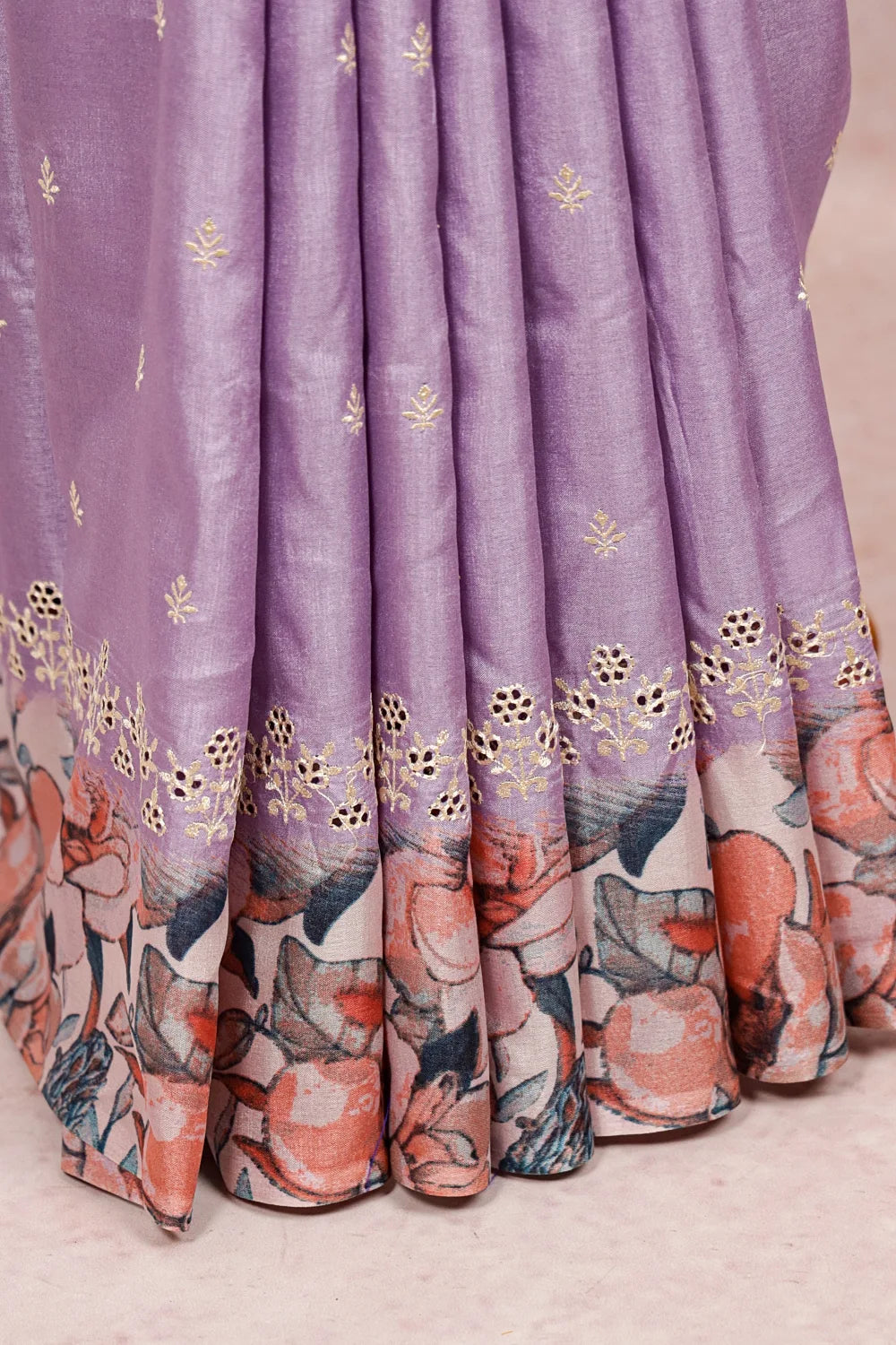Lavender Semi Tussar Saree - Seematti