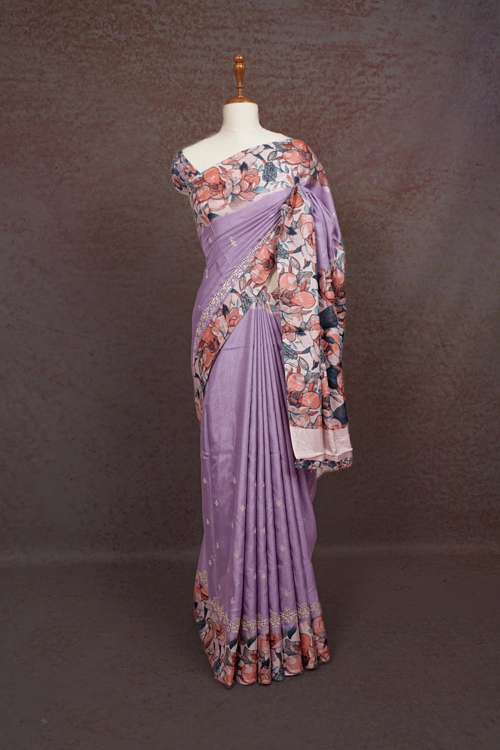 Lavender Semi Tussar Saree - Seematti
