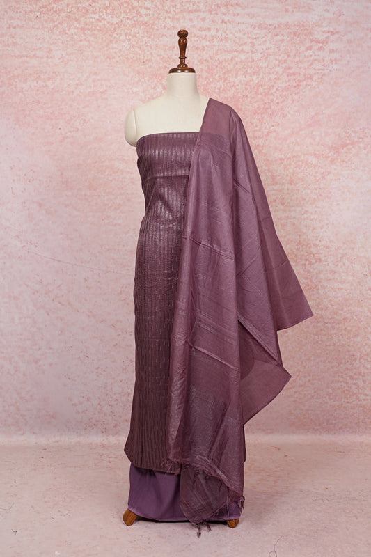 Lavender Tussar Lines Unstitched Churidhar Material - Seematti