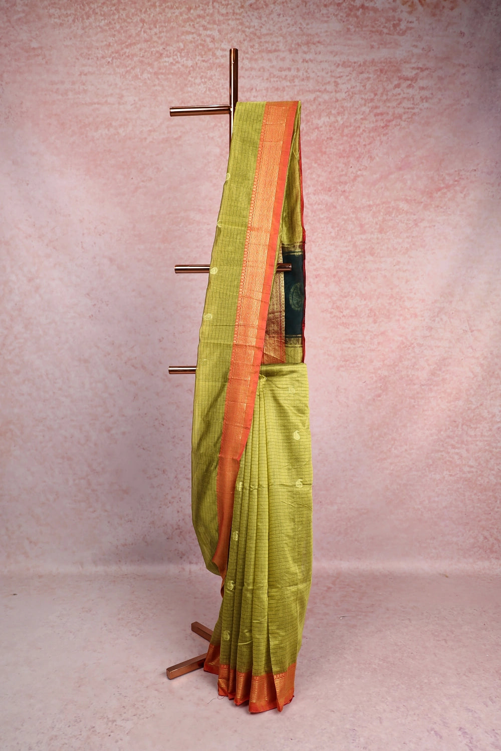 Lemon Green Cotton Silk Saree