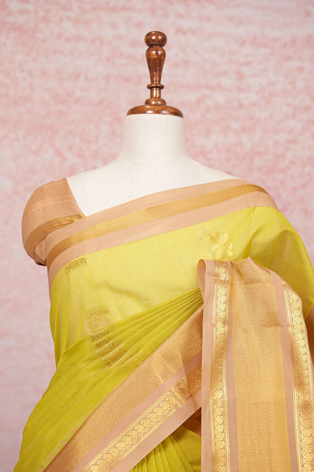 Lemon Yellow Cotton Silk Saree - Seematti