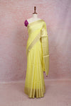 Lemon Yellow Semi Banarasi Saree - Seematti