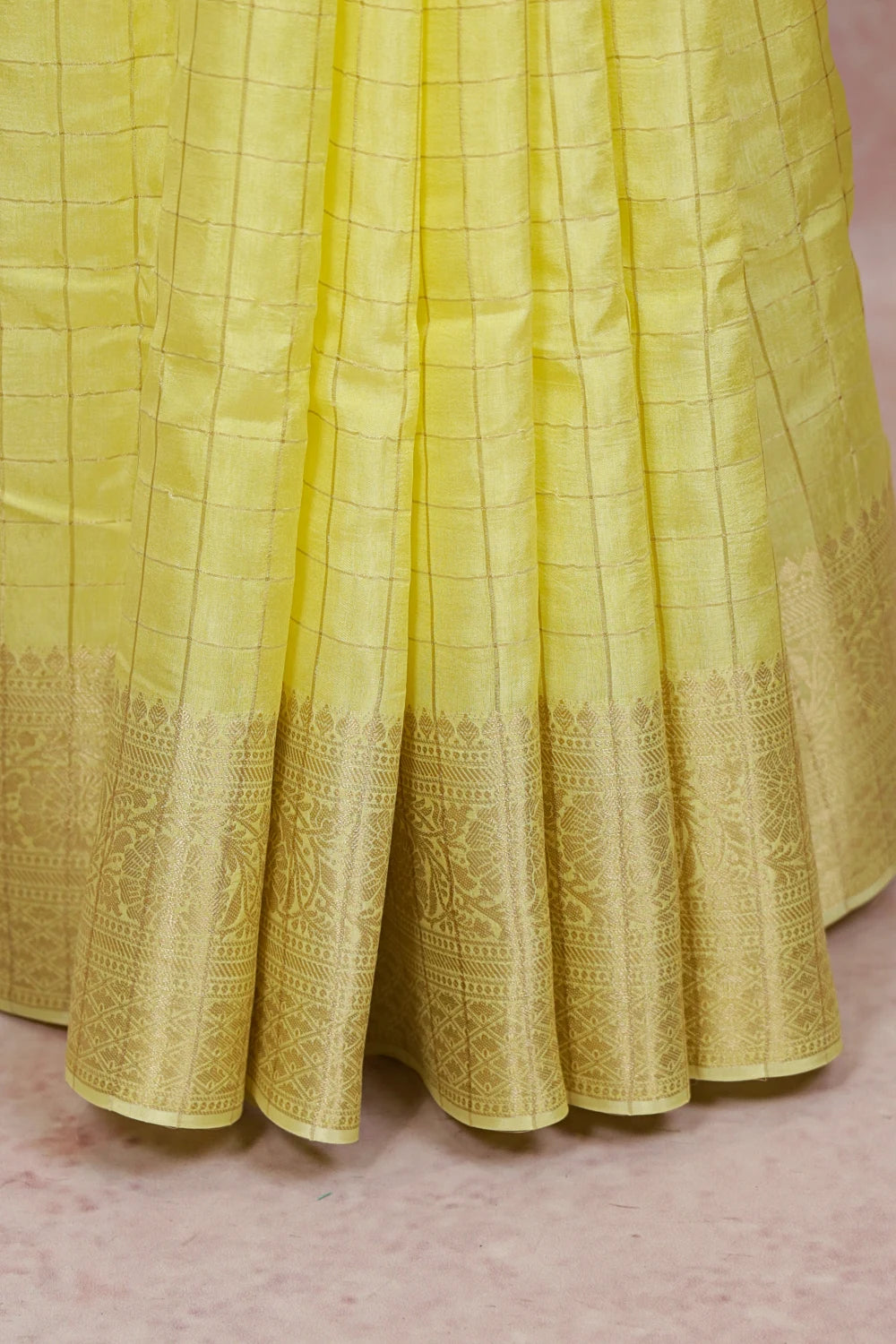 Lemon Yellow Semi Banarasi Saree - Seematti