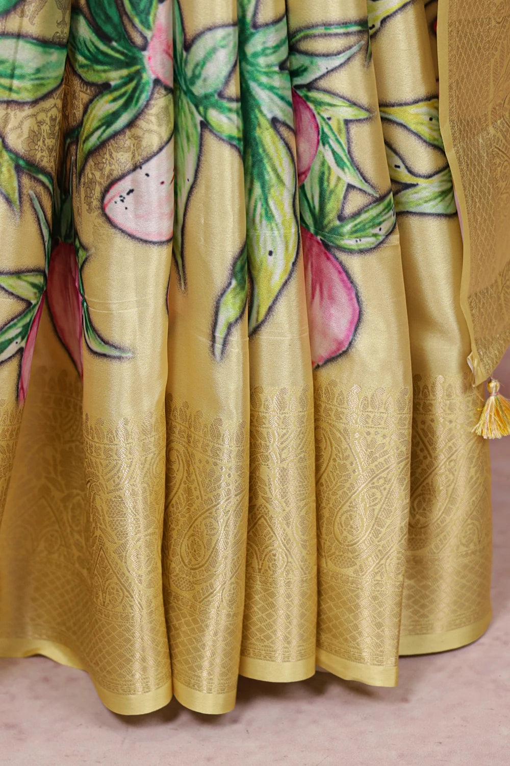 Lemon Yellow Semi Silk Saree - Seematti