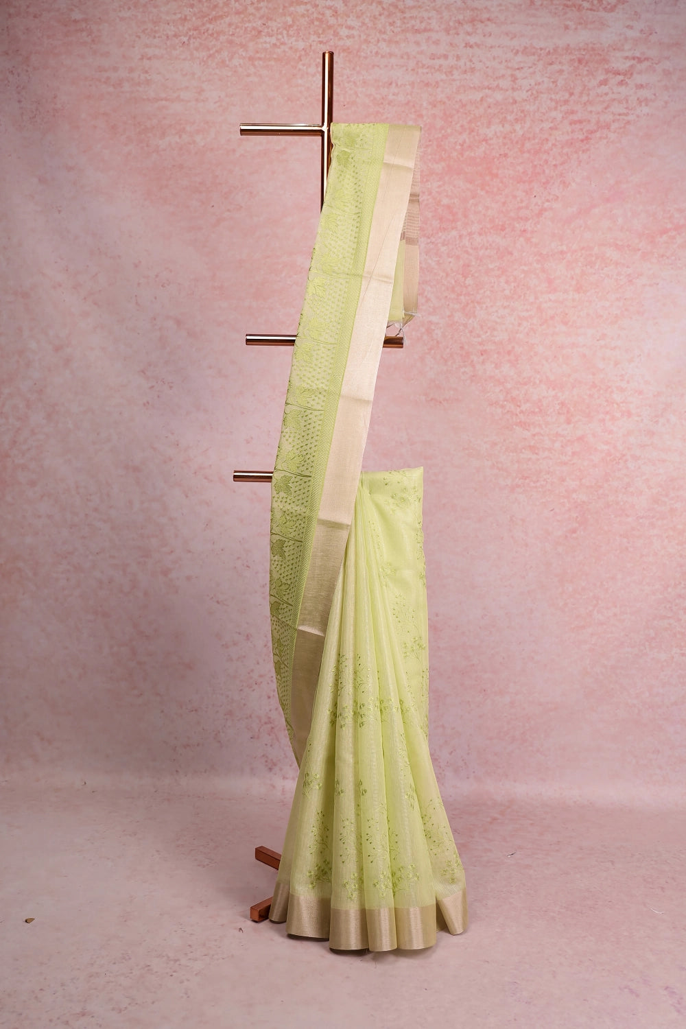 Lemon Yellow Semi Tissue Saree