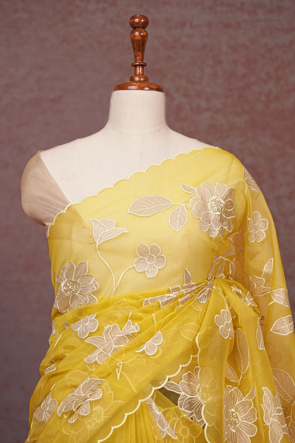 Lemon Yellow Soft Organza Sraee - Seematti