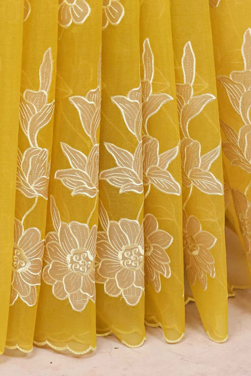 Lemon Yellow Soft Organza Sraee - Seematti
