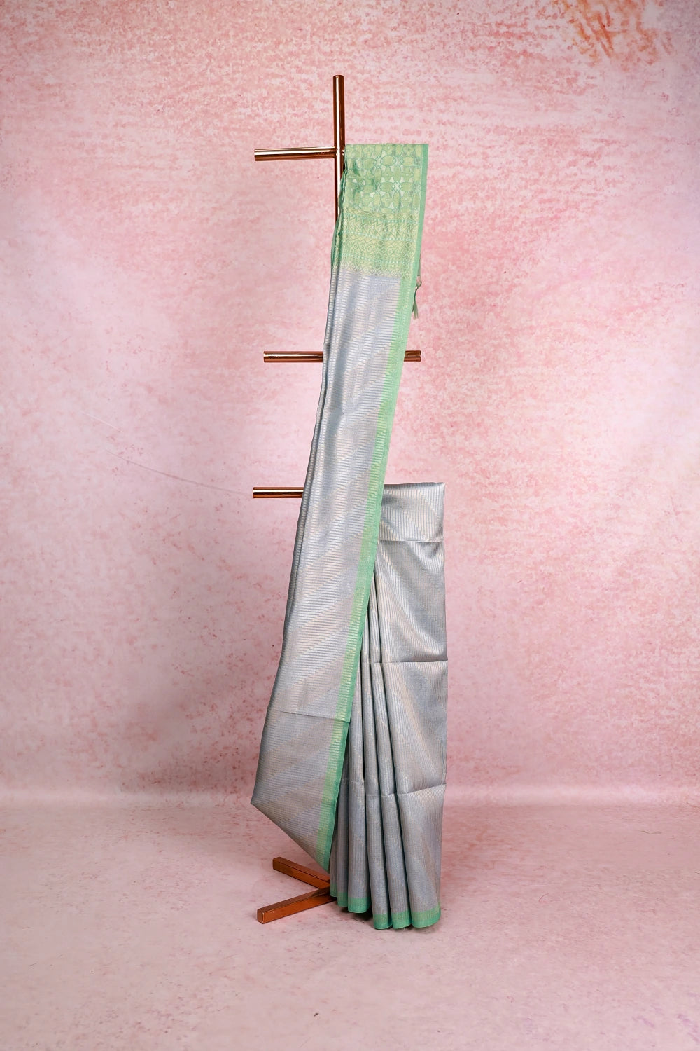 Light Ash Semi Tussar Saree - Seematti