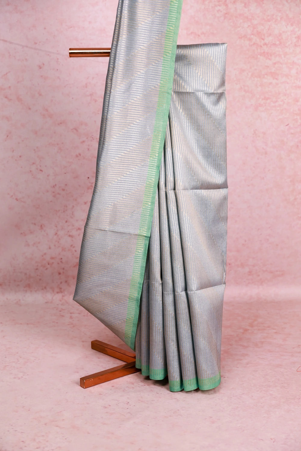 Light Ash Semi Tussar Saree - Seematti