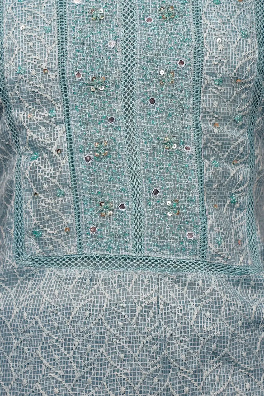 Light Blue Kota Embroidery Unstitched Churidar Material