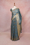 Light Blue Semi Silk Peacock Butta Saree With Designer Border - Seematti