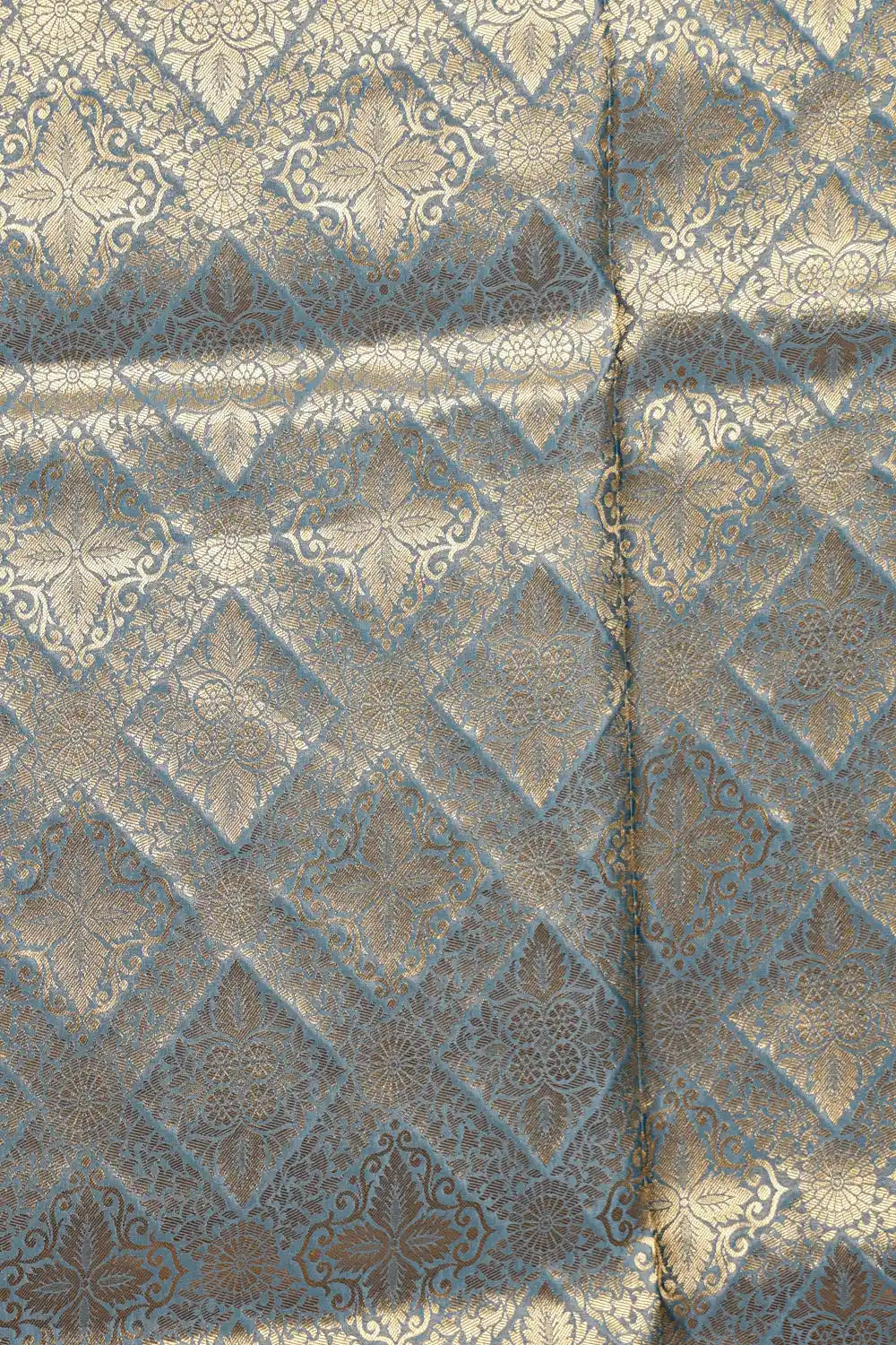 Light Blue Semi Silk Peacock Butta Saree With Designer Border - Seematti