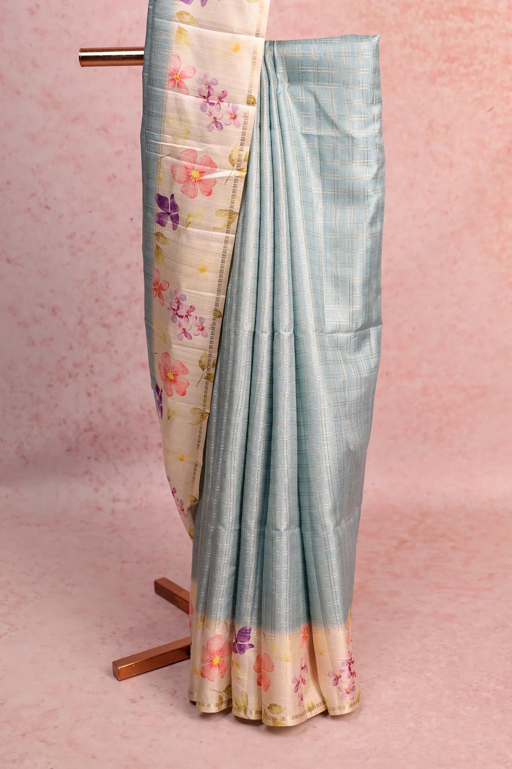 Light Blue Semi Silk Saree