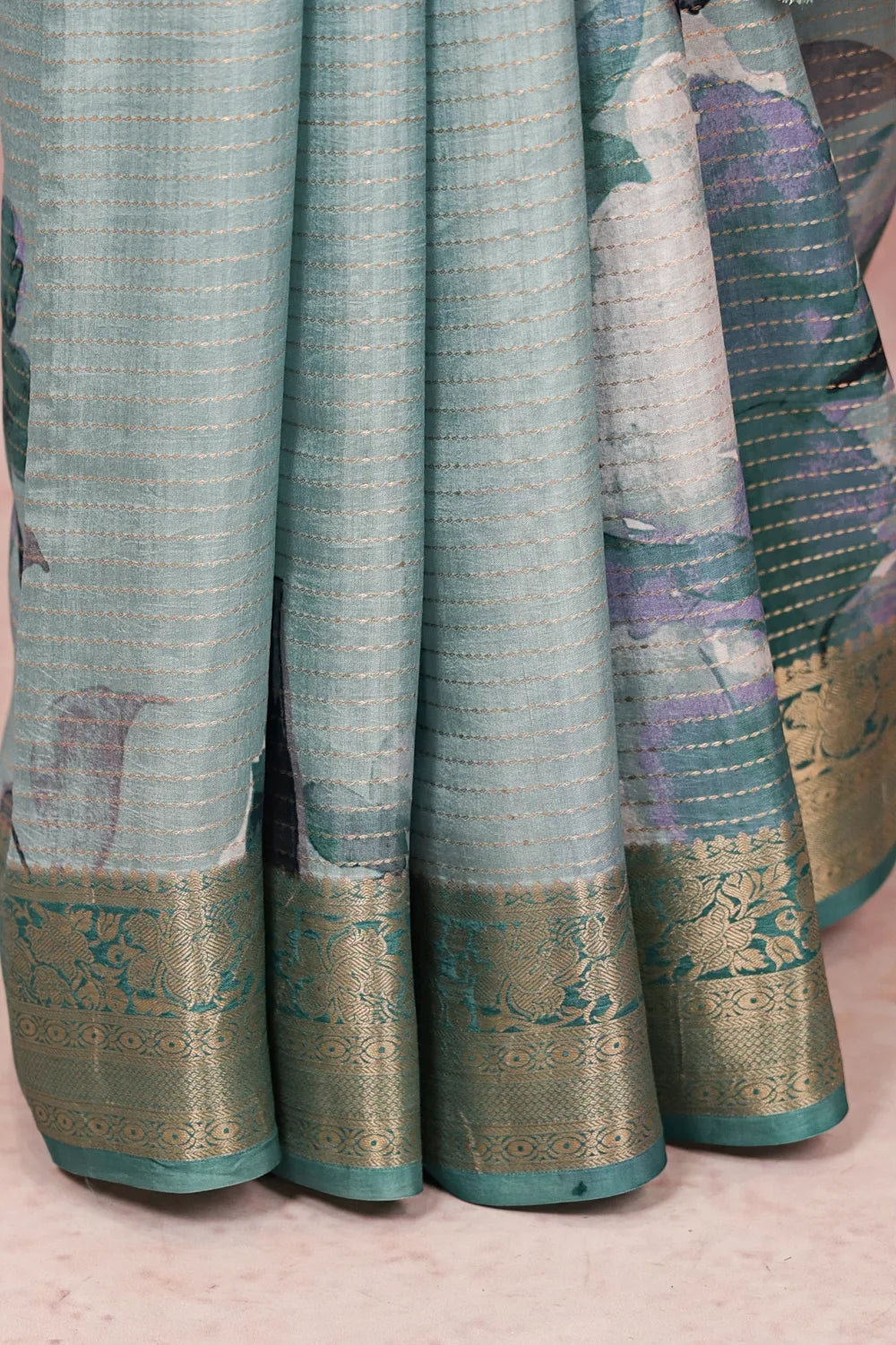 Light Blue Semi Tussar Saree - Seematti