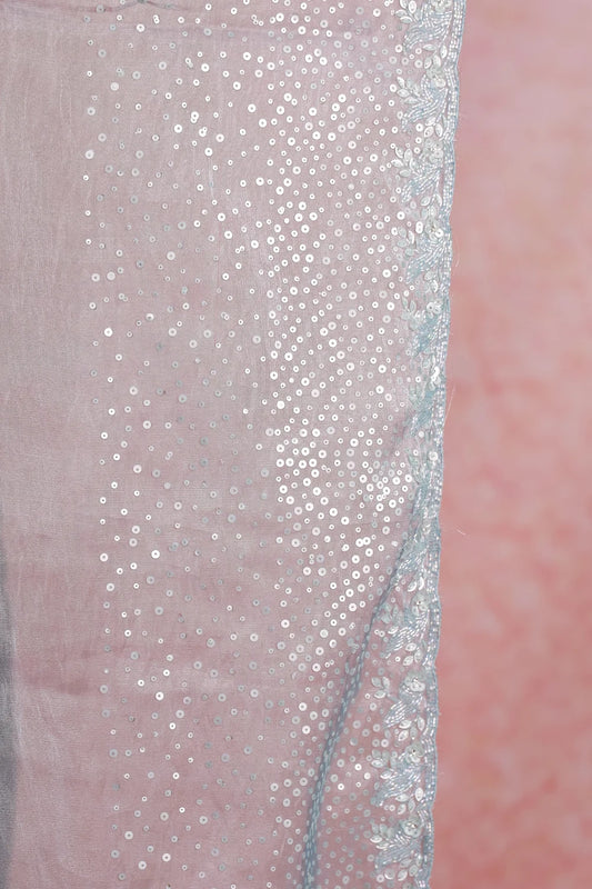 Light Blue Tissue Organza Saree