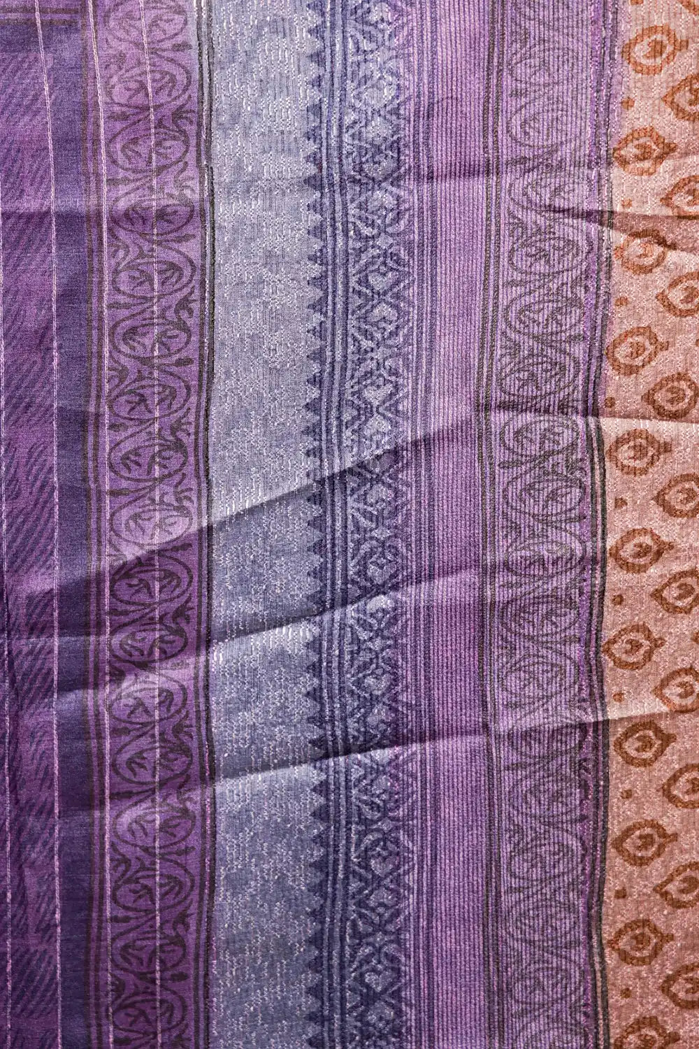 Light Brown Tussar Printed Unstitched Churidhar Material