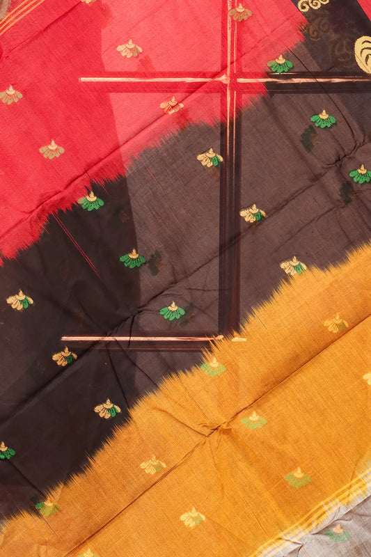 Light Chocolate Brown Cotton  Saree