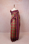 Light Green And Magenta Semi Silk Saree - Seematti