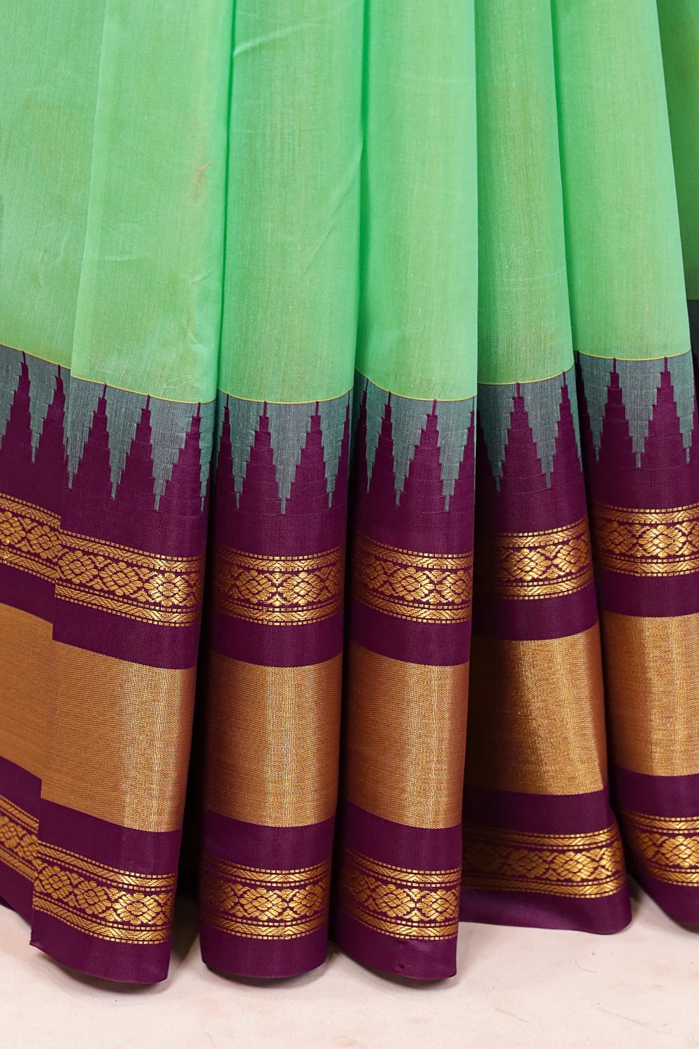 Light Green Cotton Silk Saree - Seematti