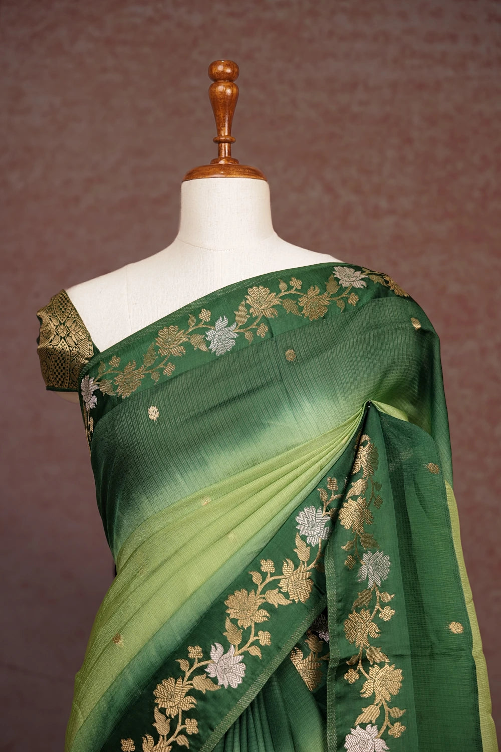 Light Green Semi Banarasi Saree