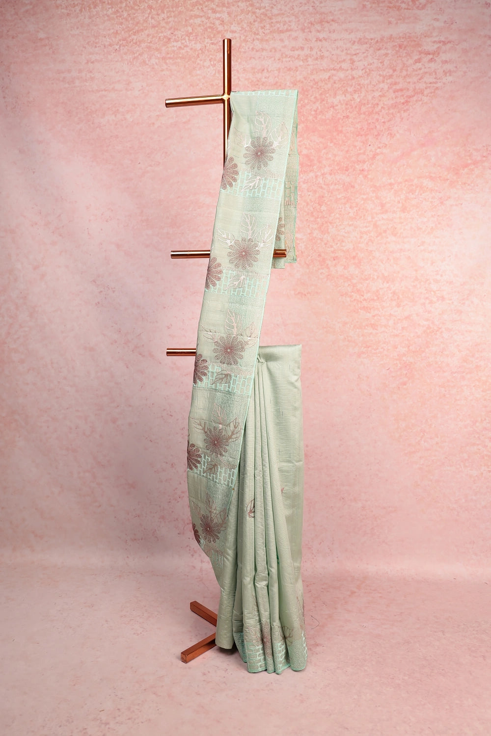 Light Green Semi Jute Saree