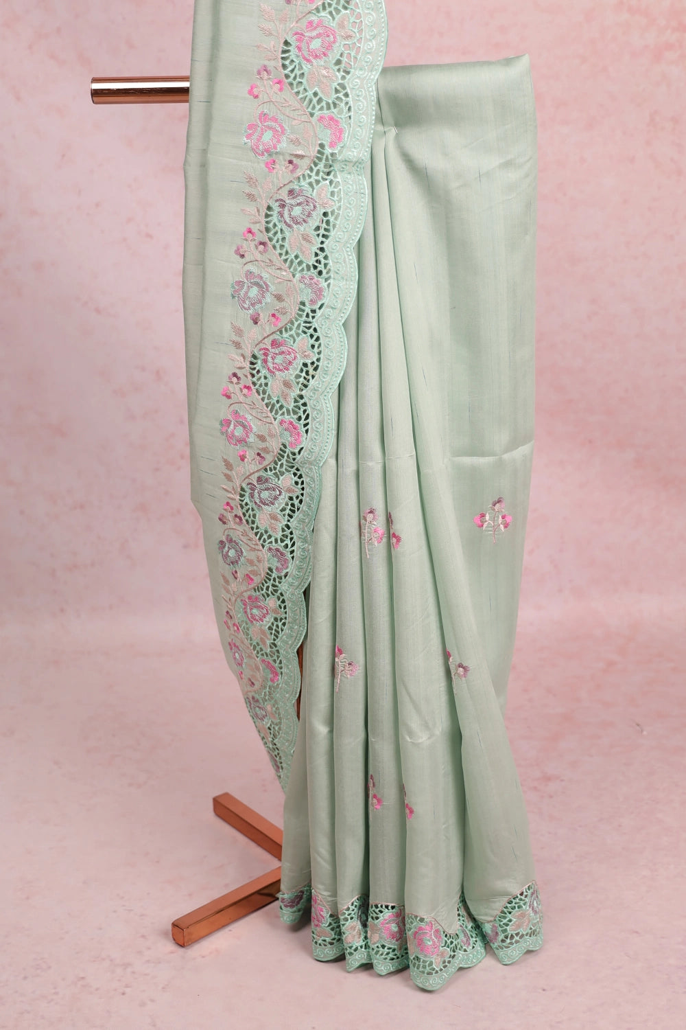 Light Green Semi Tussar Saree