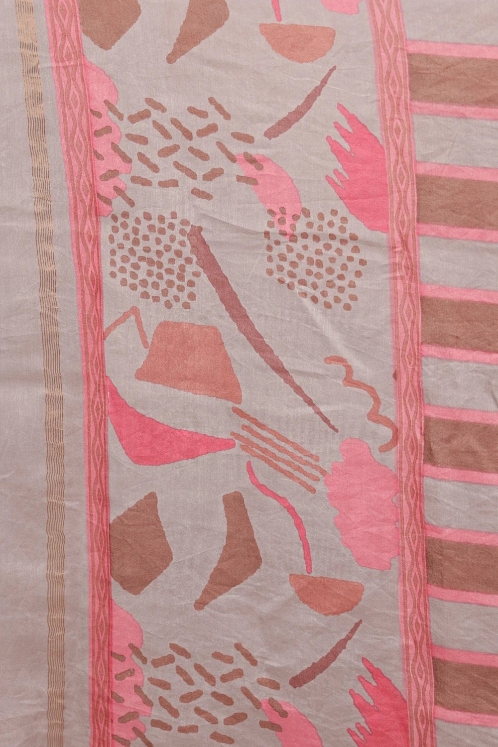 Light Grey Chanderi Printed Unstitched Churidhar Material