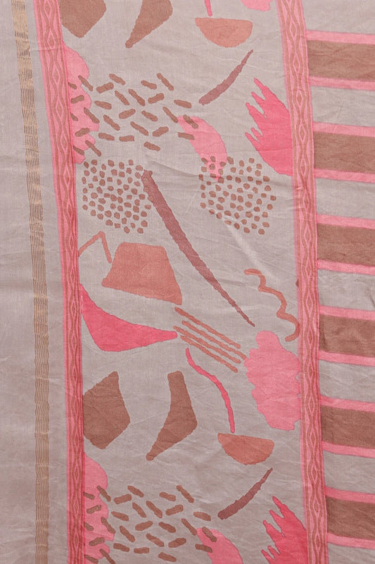 Light Grey Chanderi Printed Unstitched Churidhar Material