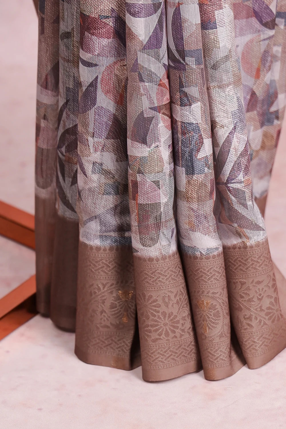 Light Grey Semi Tussar Saree