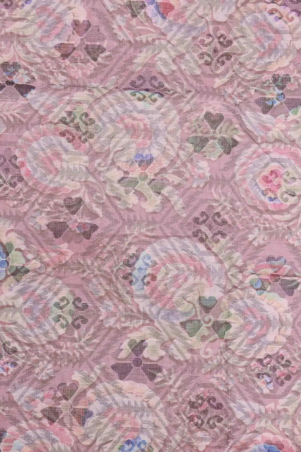 Light Lavender Cotton Floral Printed Saree With Plain Border - Seematti