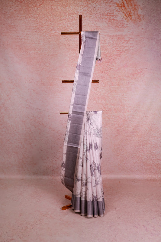 Light Lavender Semi Jute Saree
