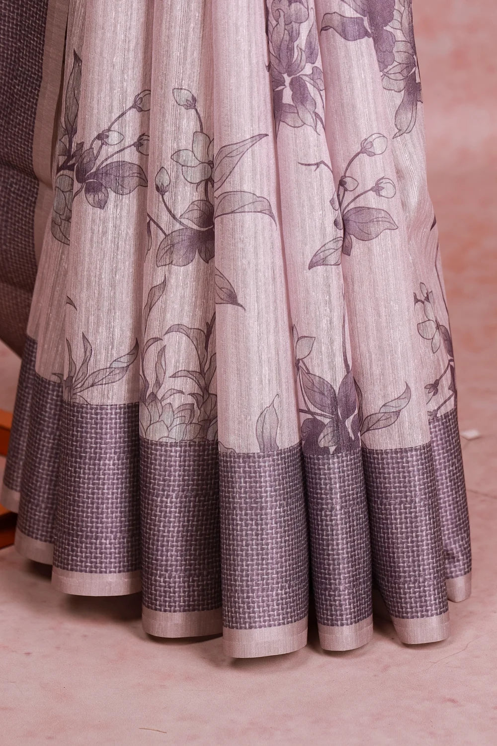 Light Lavender Semi Jute Saree