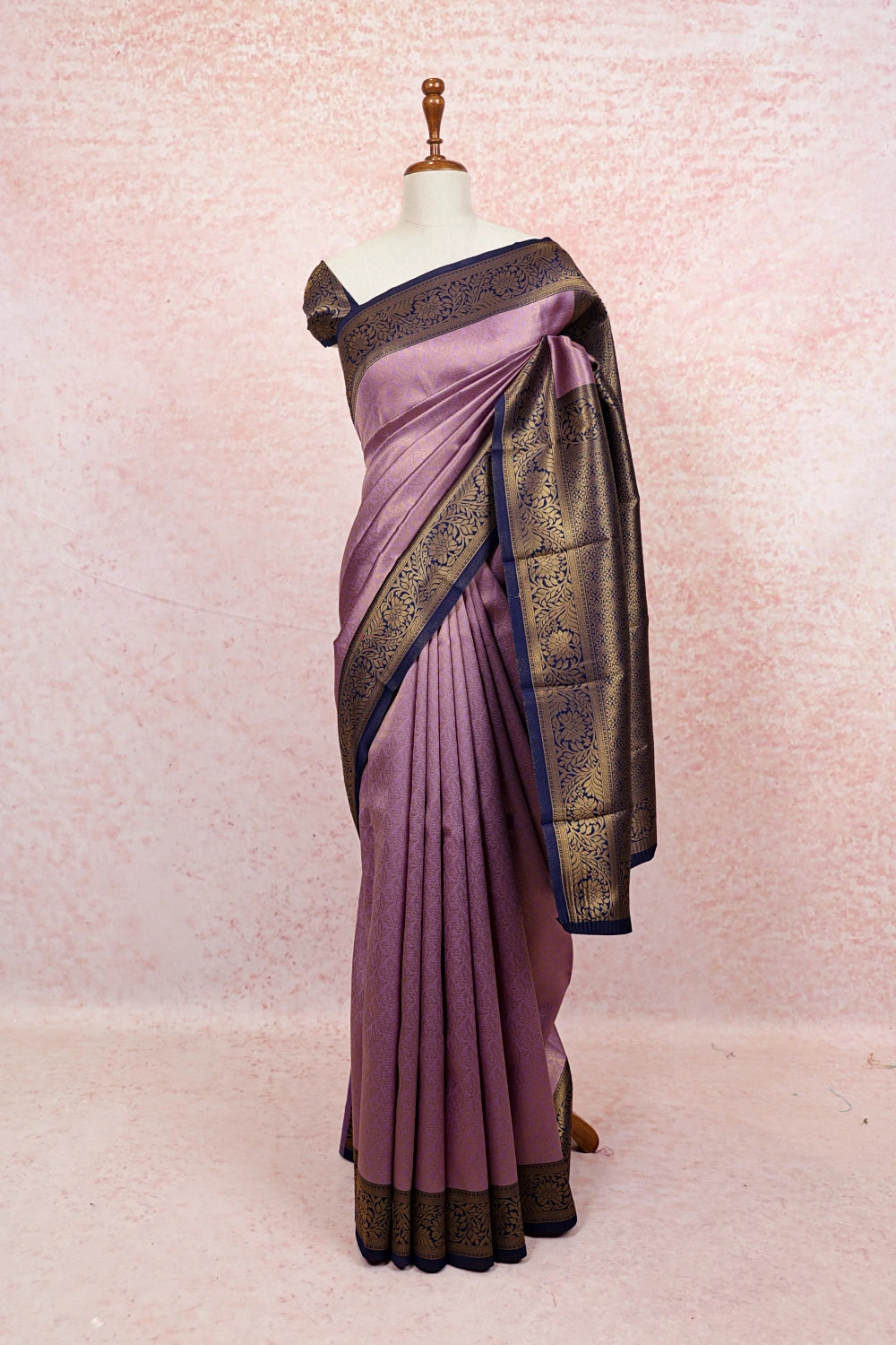 Light Lavender Semi Silk Saree - Seematti