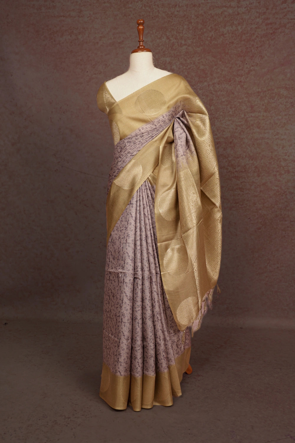 Light Lavender Semi Tussar Saree