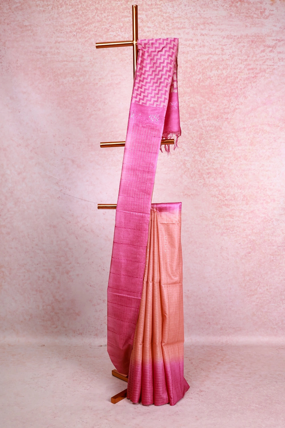 Light Magenta Semi Tussar Saree