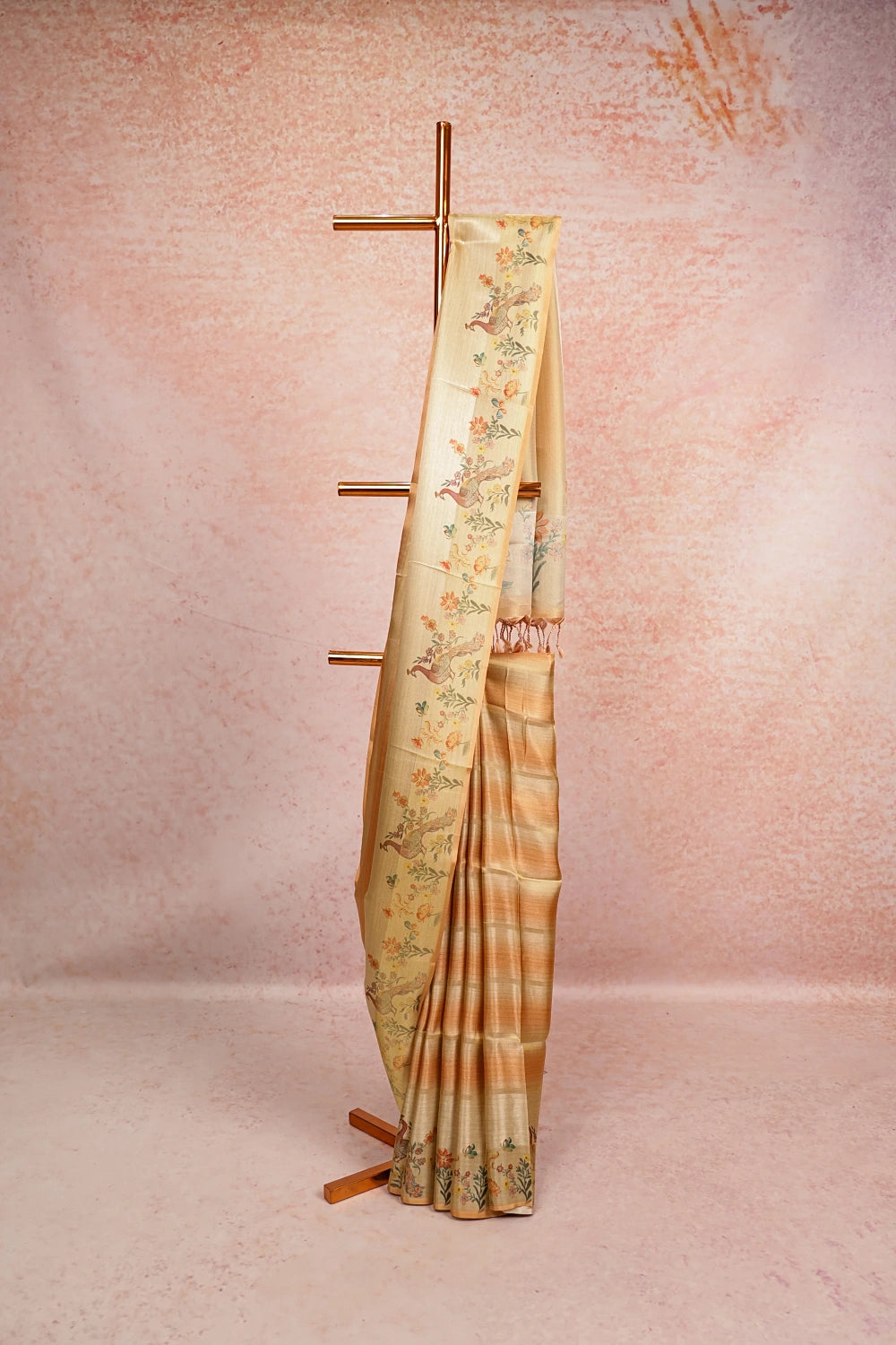 Light Orange Semi Tissue Saree