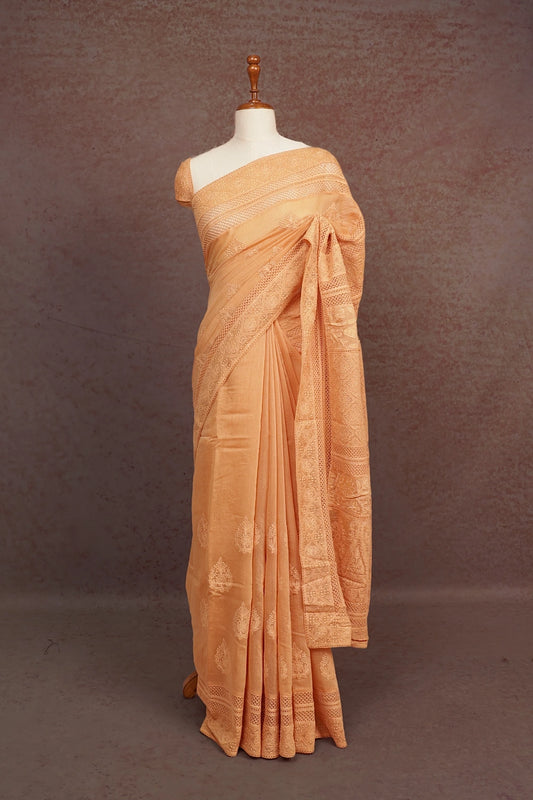 Light Peach Colour Tussar Saree