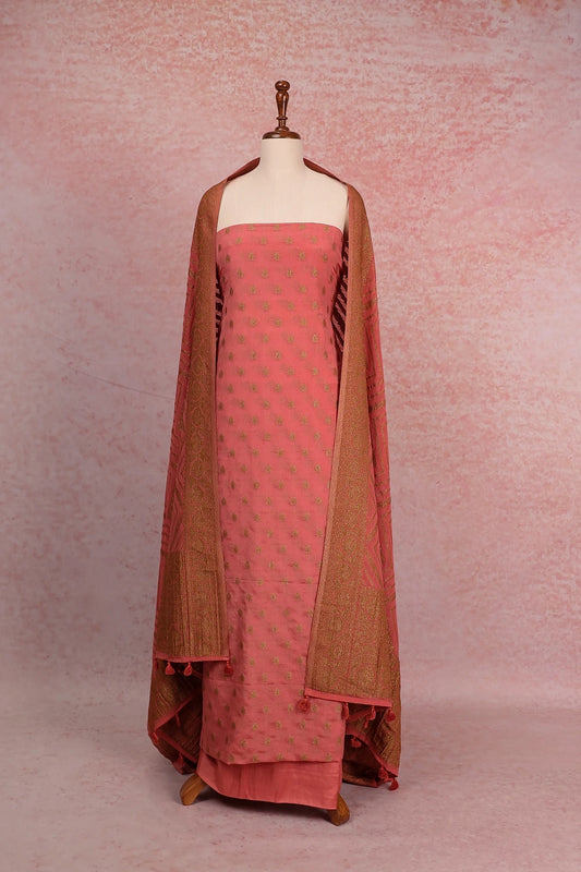 Light Peach Georgette Banarasi Design Unstitched Churidhar Material