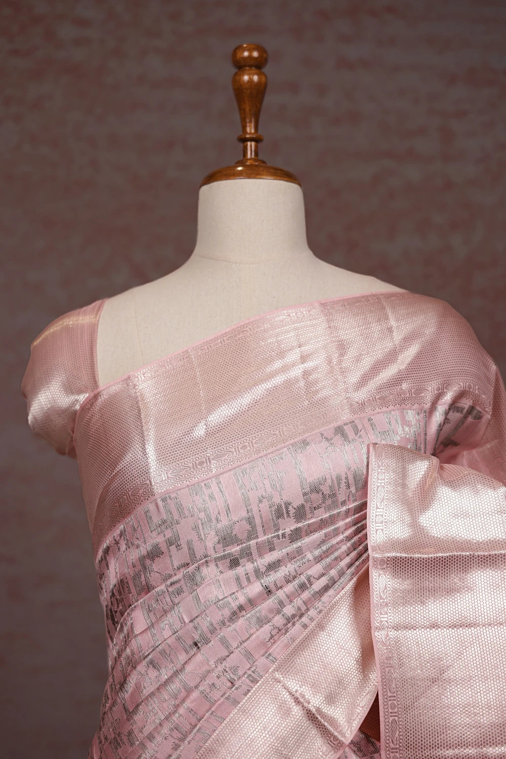 Light Peach Kancheepuram Silk Saree - Seematti