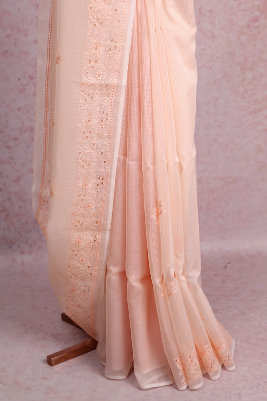 Light Peach Kota Saree
