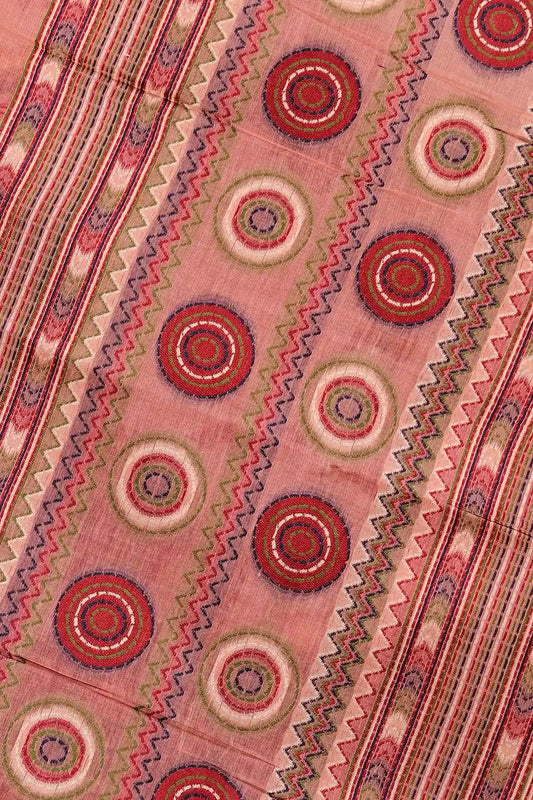 Light Peach Mul Cotton Saree