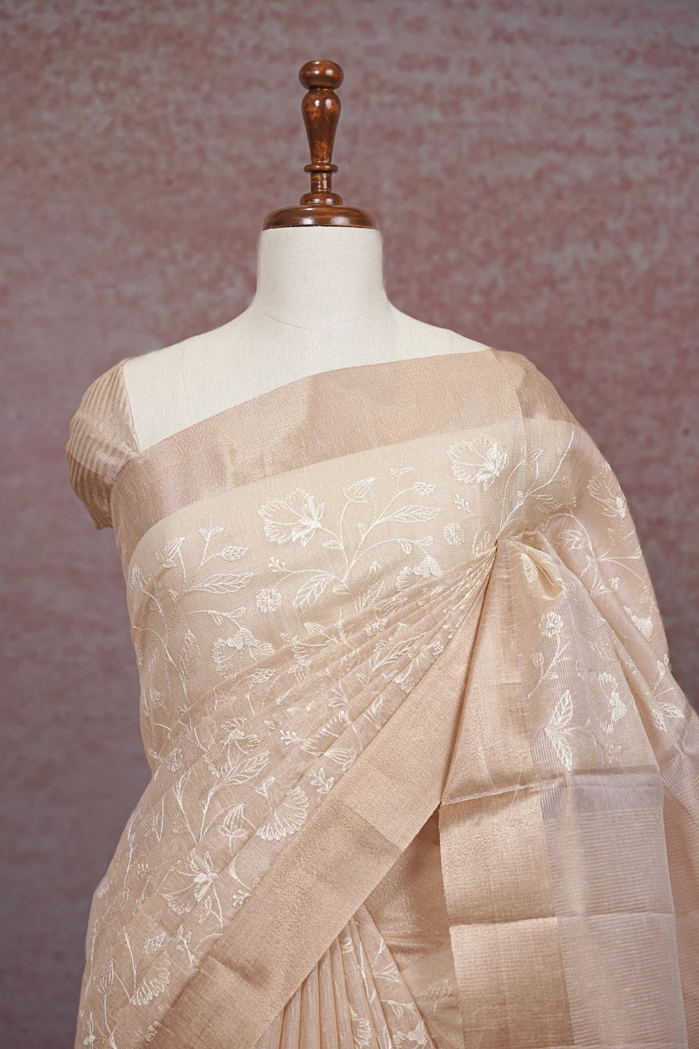 Light Peach Net Kota Saree - Seematti