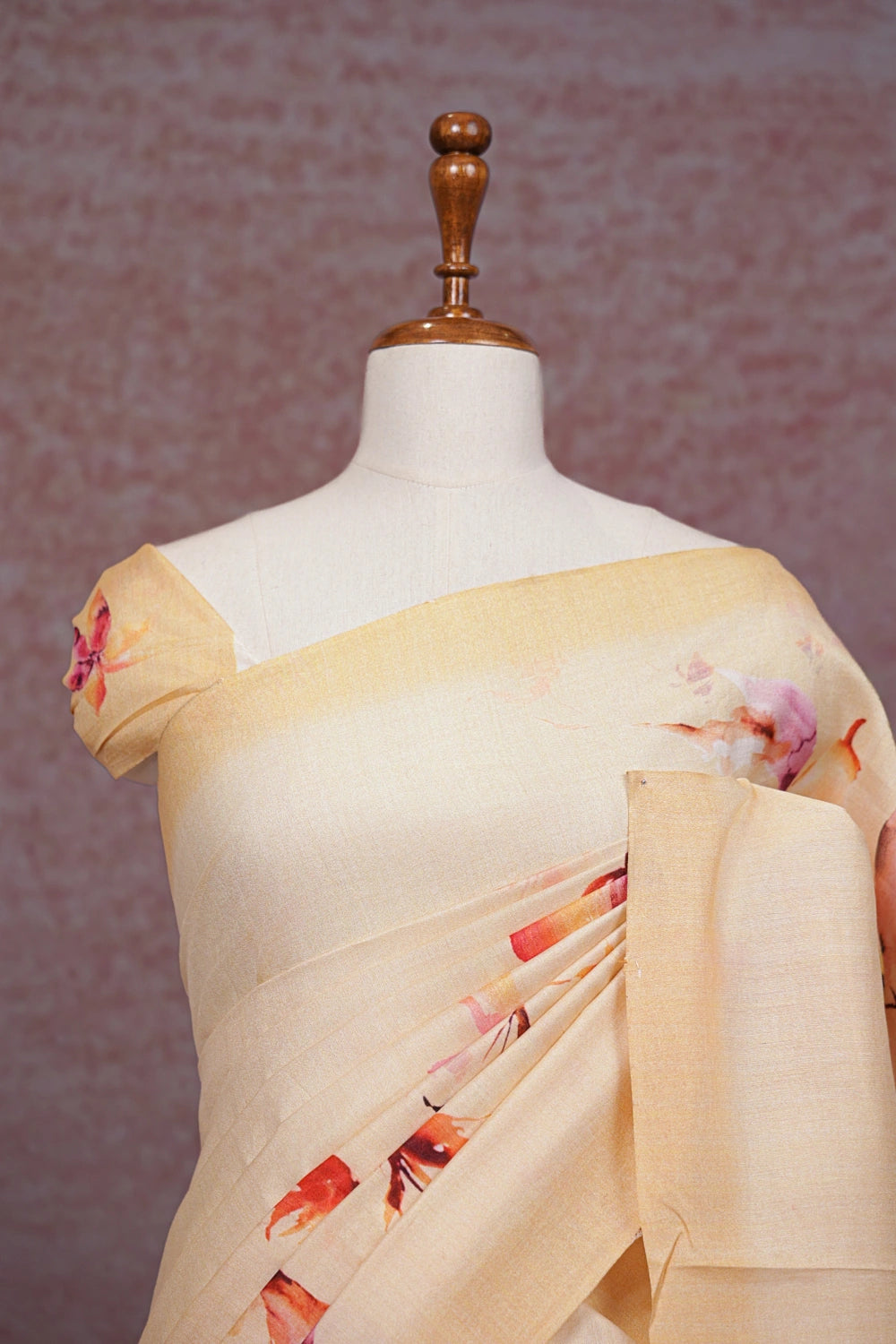 Light Peach Semi Tussar Saree - Seematti