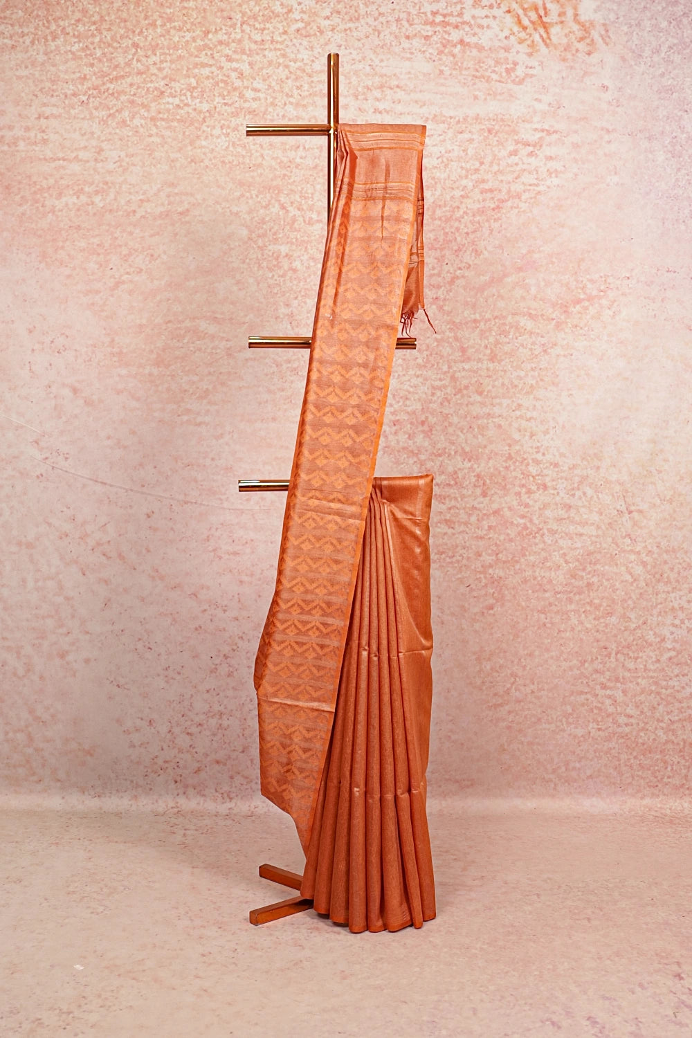 Light Peach Tussar Silk Saree